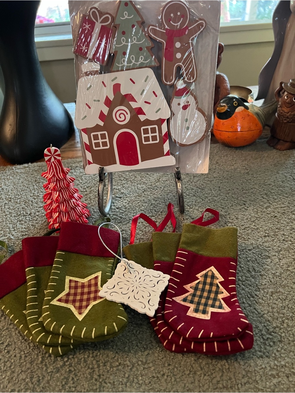 Set of Festive Christmas Stocking Ornaments Tree & Playset